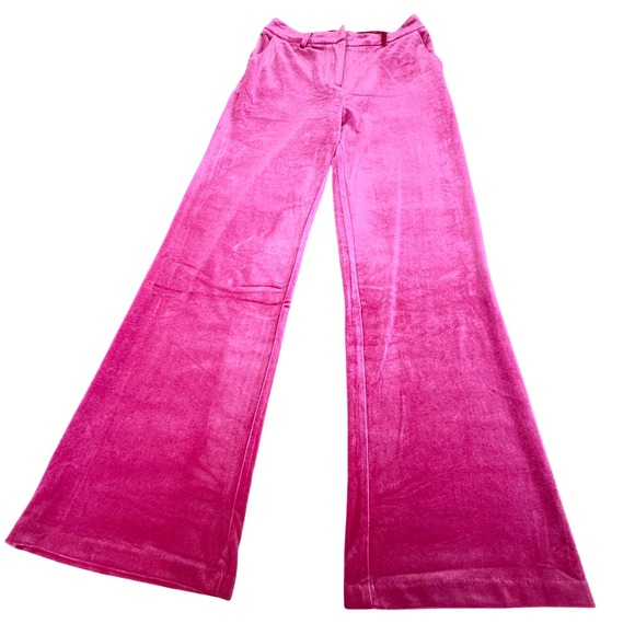Skies Are Blue Pants - Skies Are Blue Hot Pink Velvet Wide Leg Pants High Rise NWT Womens Small